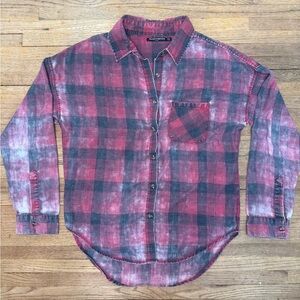 Brandy Melville Red and Black Plaid Shirt